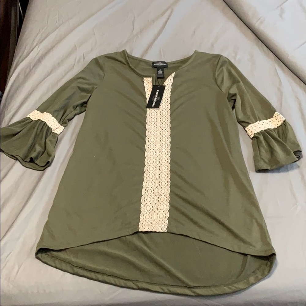 Olive green peasant top